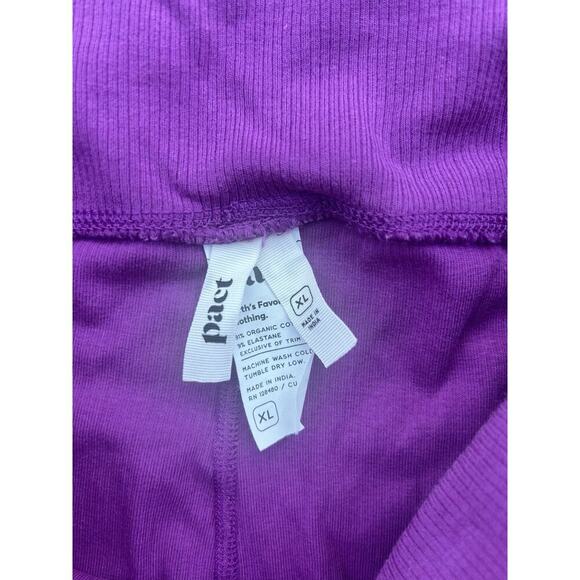 Pact Yoga Pants Women's XL Purple Stretch Elastic Waist Pull On Wide Leg - Picture 2 of 3